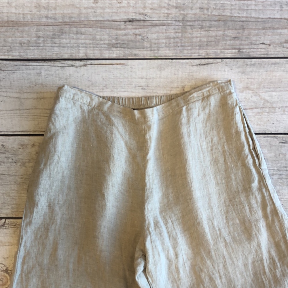 Flax Light Beige Wide Leg Linen Pants - Picture 2 of 6